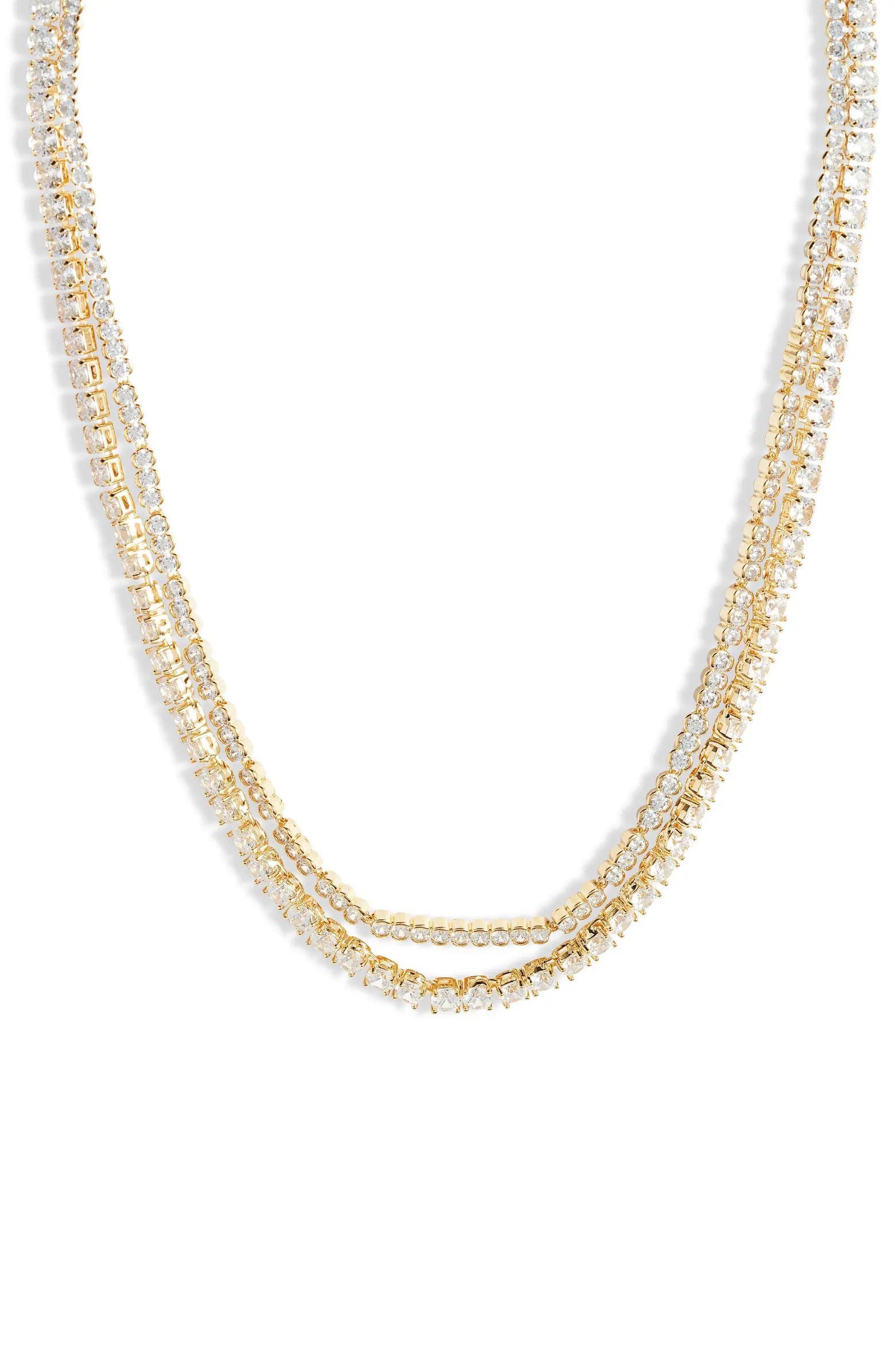 Cubic Zirconia Double Strand Tennis Necklace | Nordstrom