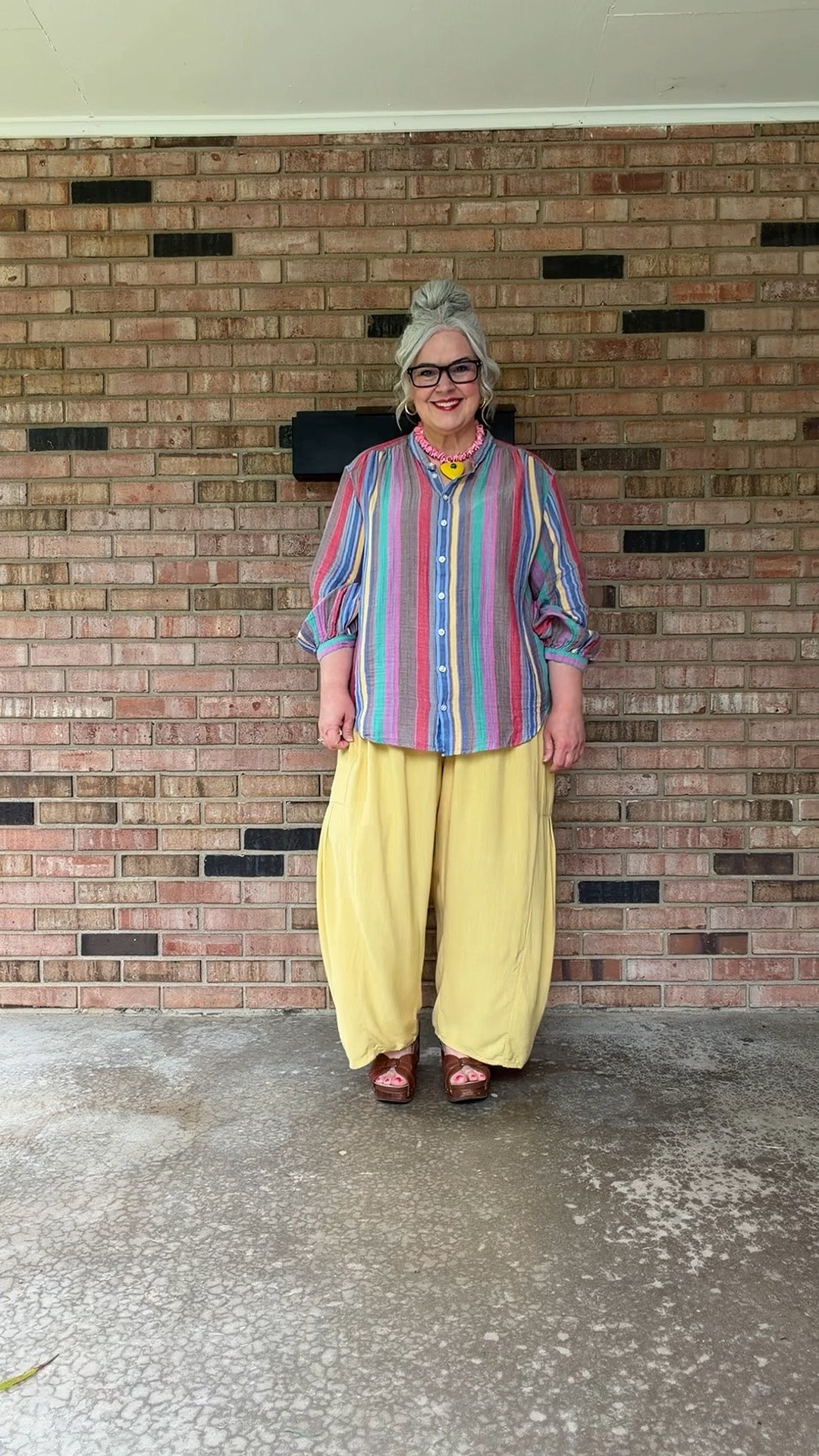 Did Gap make the perfect rainbow shirt? YESSSSS, Yes they did!! 🌈💖Wearing Large in the top, XL in the pants in the color rust yellow. (Top runs big)

#Over50Style #over50fashion #ootd #DopamineDressing #summeroutfits

#LTKootd #LTKOver40 #LTKPlusSize