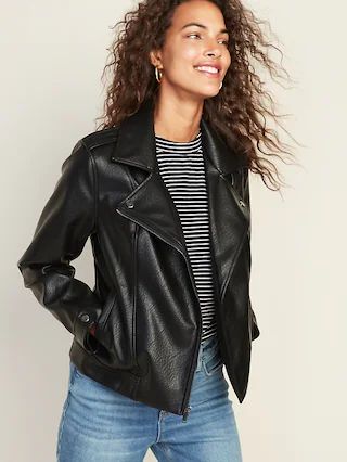 Faux-Leather Moto Jacket for Women | Old Navy (US)