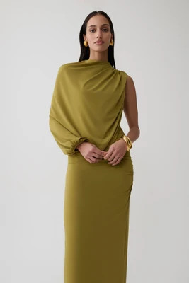 Yuri Gather Sleeve Maxi Dress / Martini Olive | MESHKI | M | MESHKI US