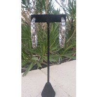 Silver Rhinestone Hoops, Silver Crystal Hoop Earrings, Sparkly Mirror Hoops | Etsy (US)