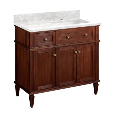 36" Elmdale Vanity for Right Offset Rect Undmnt Sink - Carrara 8" - White Sink | Wayfair North America