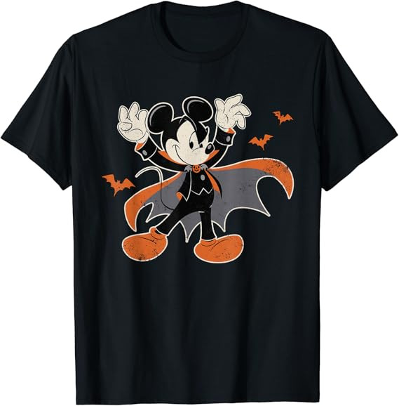 Disney Mickey Mouse Spooky Dracula Costume Halloween T-Shirt | Amazon (US)