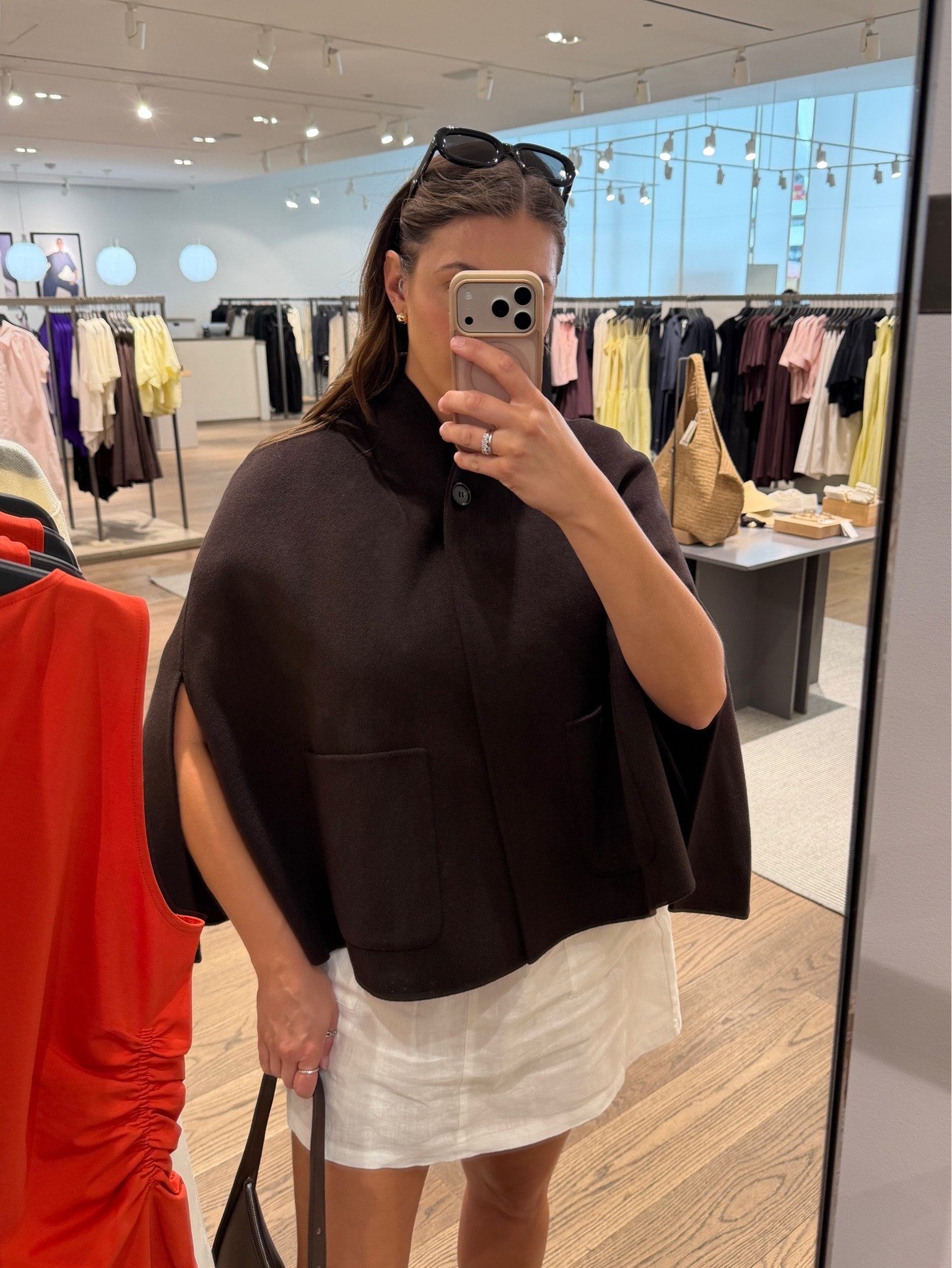 Such a chic summer-to-fall look 🤎 The chocolate brown cape adds the perfect polished layer over easy white shorts and instantly makes the outfit feel elevated and expensive.

brown cape, fall fashion, transitional outfit, chocolate brown, neutral style, elevated basics, chic fall outfit, summer to fall, classic style, effortless outfit

#LTKootd #LTKSeasonal #LTKdayinmylife