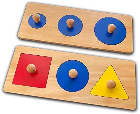 Montessori Multi Shape Wooden Puzzle Toy Baby Toddler First Jumbo Wood Peg Educational Basic Geometr | Amazon (US)