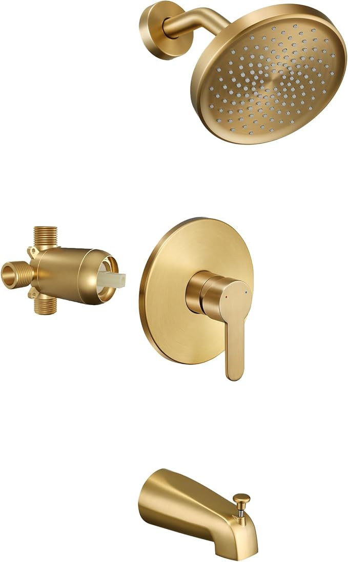 Tohlar Gold Shower Faucet Set with Tub Spout, Bathtub and Shower Faucet Combo Kit, 6-Inch Rain Sh... | Amazon (US)