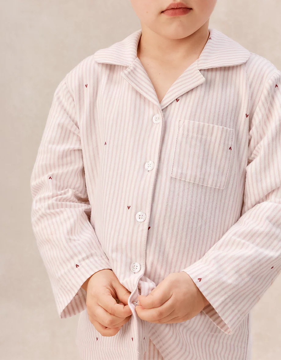 Organic Cotton Blend Relaxed Fit Traditional Stripe & Heart Pyjamas (2–12yrs) | The White Company UK & ROW