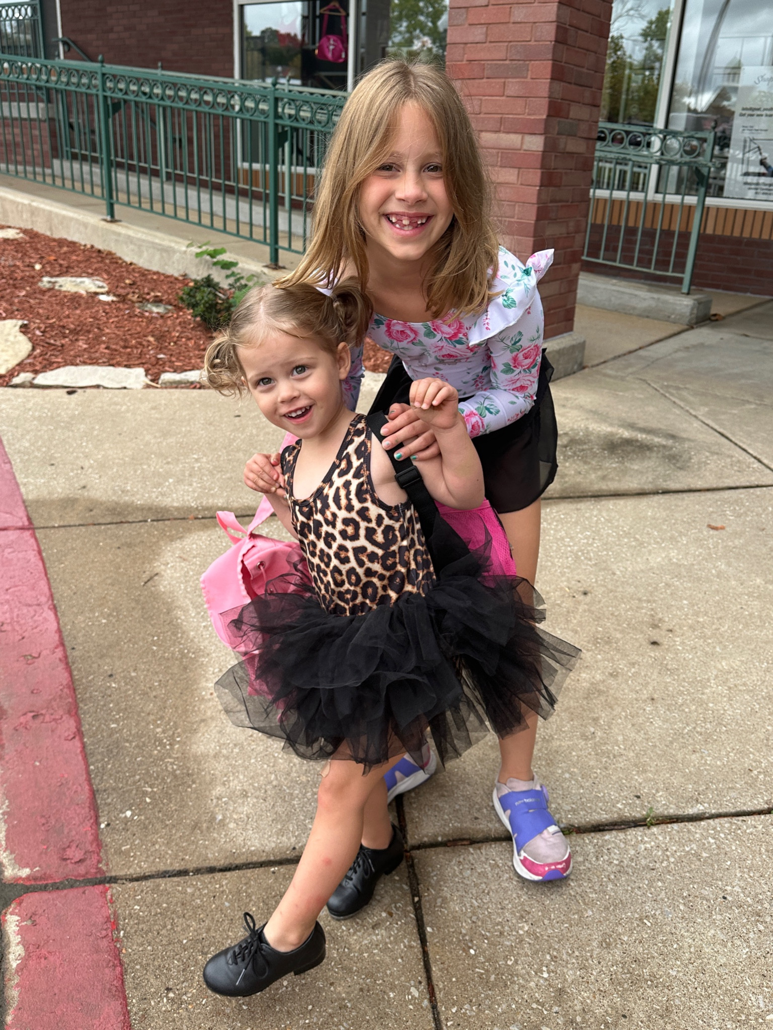 Off to dance class in the cutest leotards & tutus! Love this floral ruffle leotard with a black chiffon ballet skirt. Dottie is sporting her leopard tutu and dance bag!! 

#LTKFamily #LTKKids #LTKActive