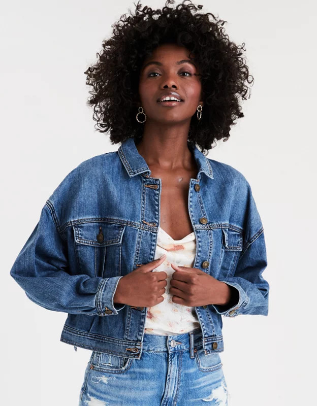 AE Boxy Cropped Denim Jacket | American Eagle Outfitters (US & CA)