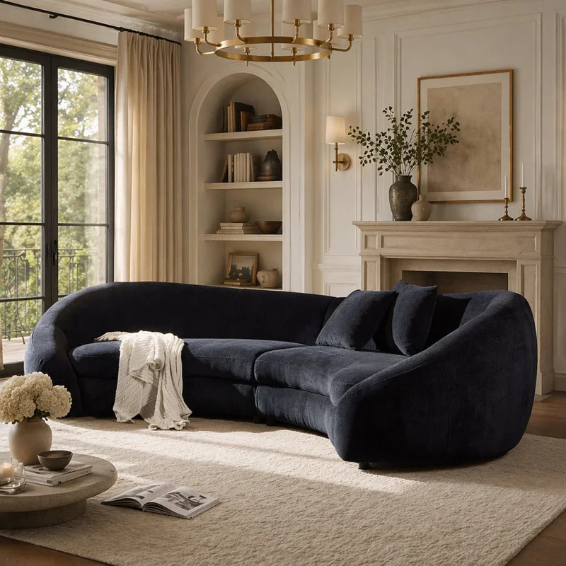 125.98" Modern Curved Sofa With Elegant Love Heart Design For Living Room | Wayfair North America