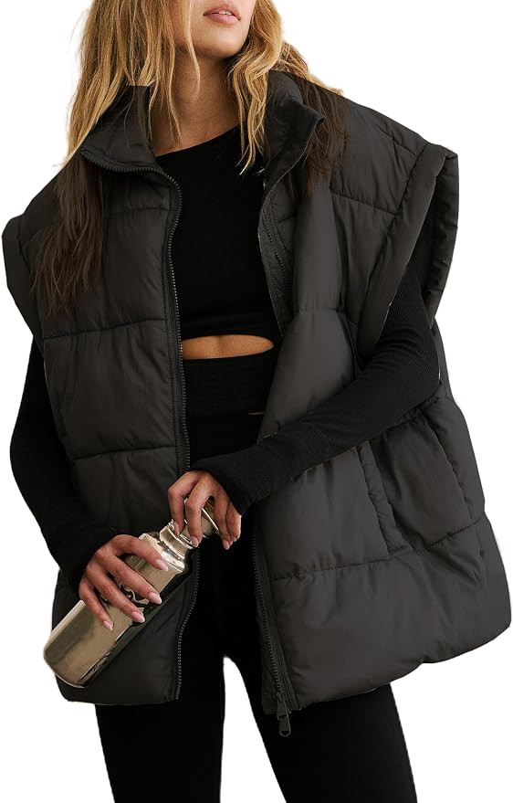 Hvewarm Women Oversized Puffer Vest Winter Insulated Lightweight Flysleeve Puffy Jackets Coats Ou... | Amazon (US)