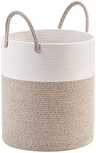 MINTWOOD Design Large 18 x 16 Inches Decorative Woven Cotton Rope Basket, Tall Laundry Basket Hamper | Amazon (US)
