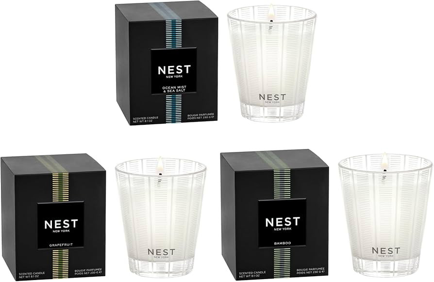 NEST New York Scented Classic Candle Trio - Bamboo, Grapefruit, and Ocean Mist & Sea Salt | Amazon (US)
