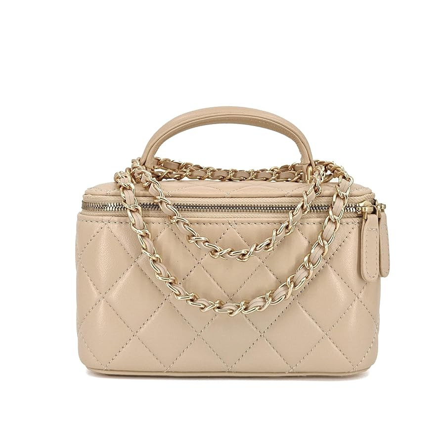 Small Genuine Leather Purse Quilted Crossbody Bag for Women, Mini Top-Handle Shoulder Handbag w/G... | Amazon (US)