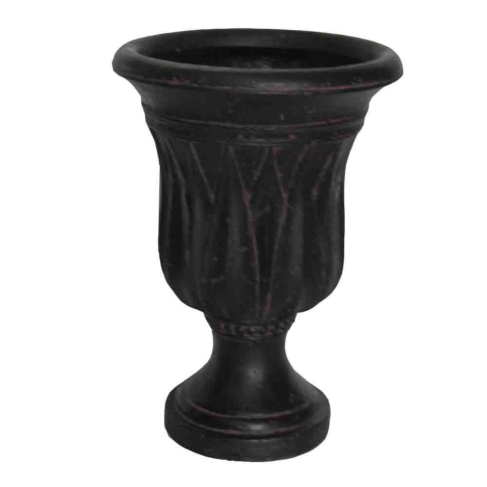 15 in. x 21 in. Cast Stone Sharp Leaf Urn in Charcoal | The Home Depot