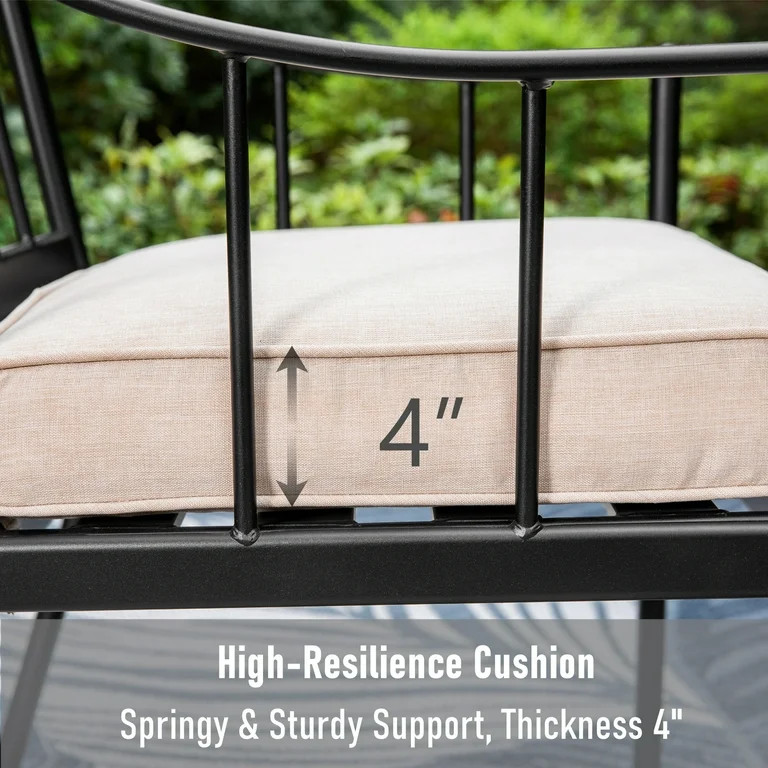 MF Studio Set of 2 Outdoor Patio Dining Chairs with Cushions, Weather Resistant, Black & Beige | Walmart (US)