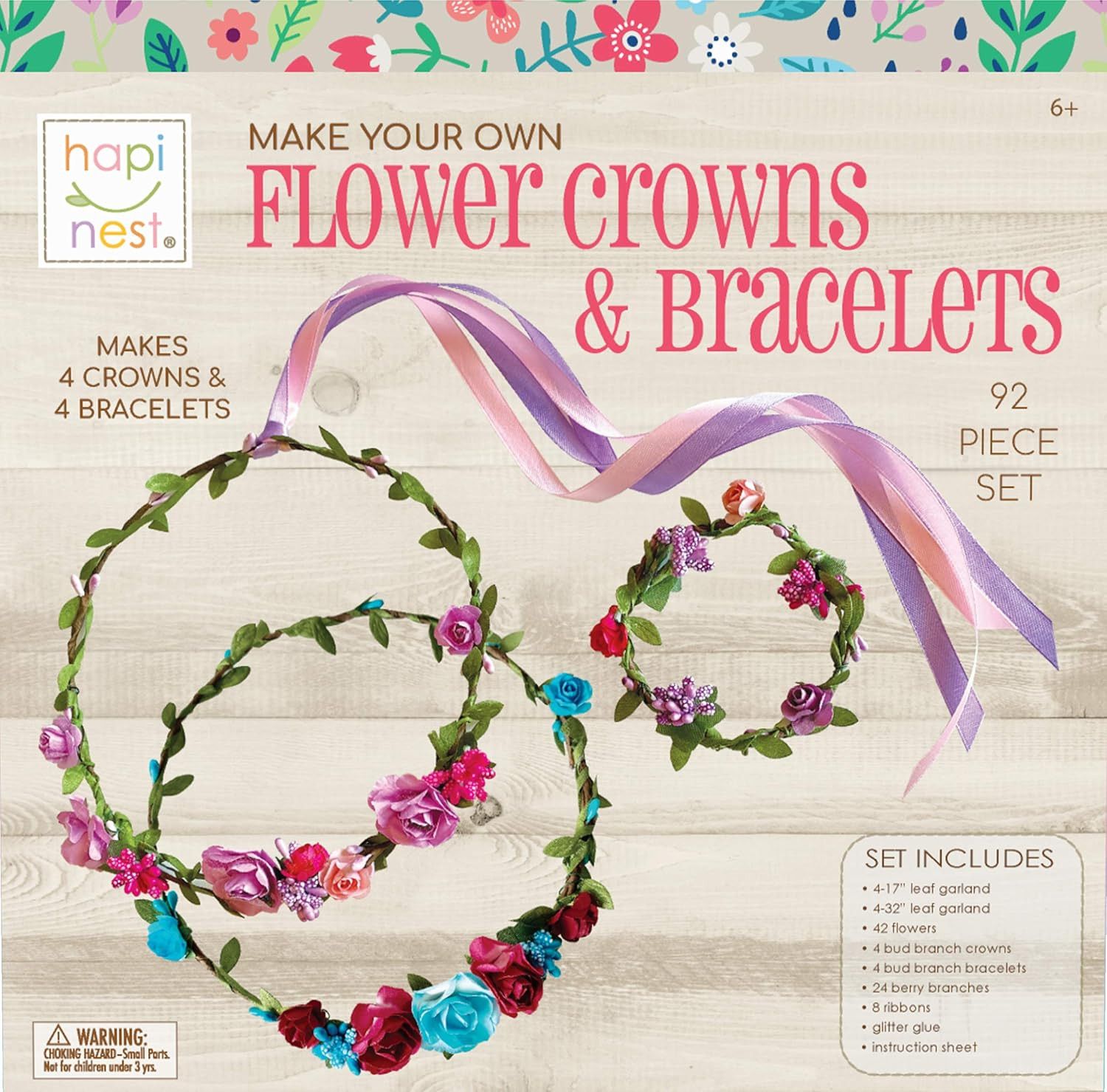 Hapinest Make Your Own Flower Crowns and Bracelets Craft Kit for Girls Gifts Ages 6 7 8 9 10 Year... | Amazon (US)