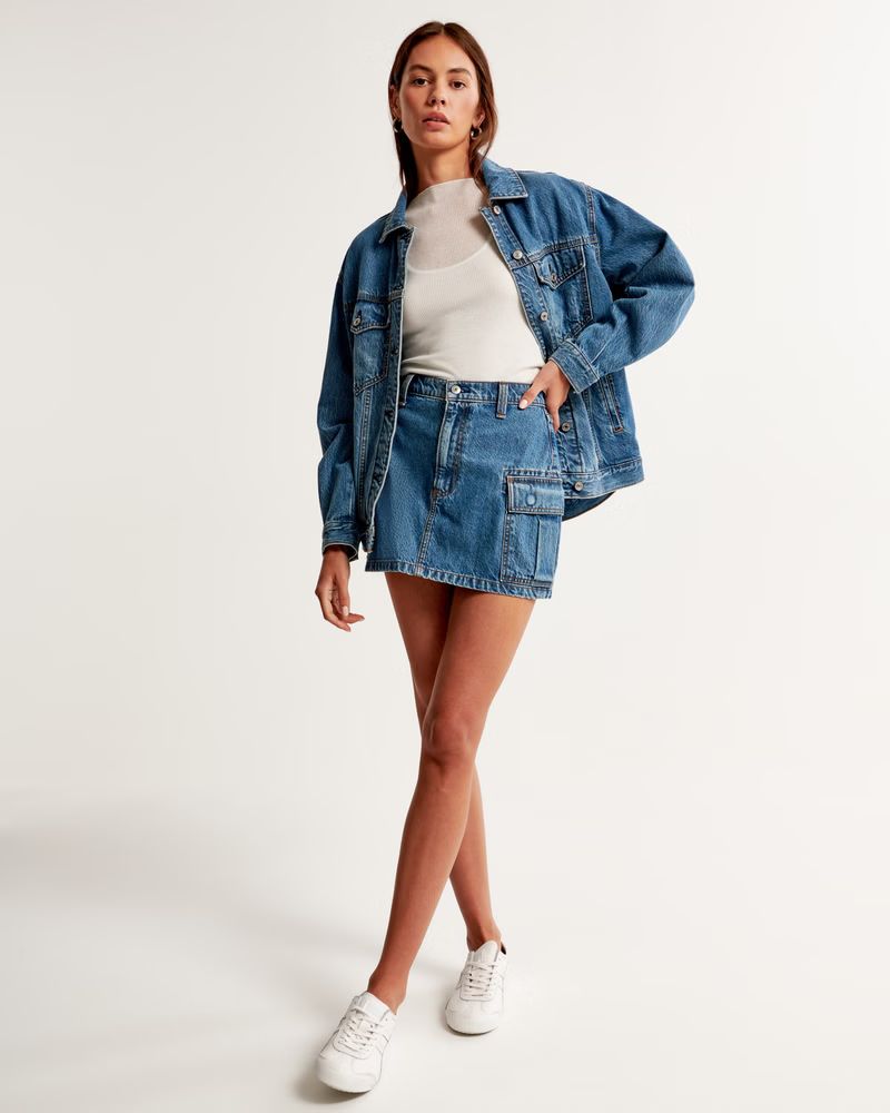 Cargo Pocket Denim Mini Skirt | Abercrombie & Fitch (US)