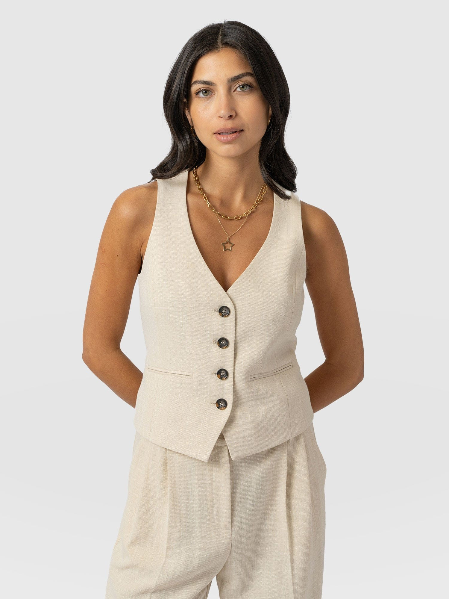 Astrid Waistcoat - Cream | Saint + Sofia