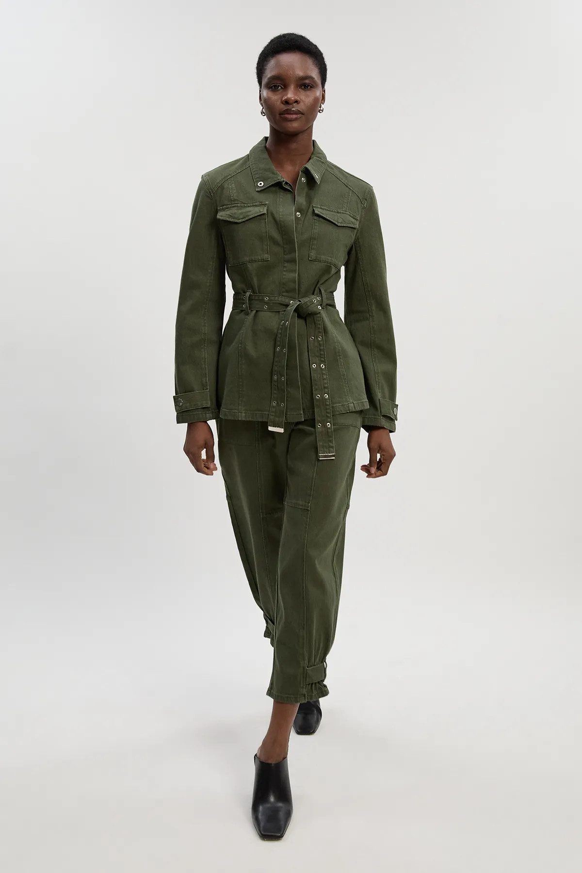 Denim Utility Cuff Hem Trouser | Karen Millen UK + IE + DE + NL