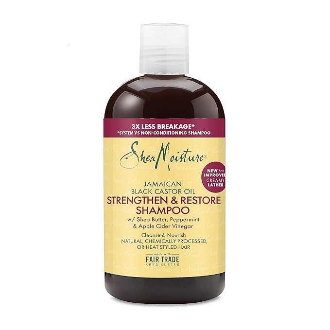 SheaMoisture Strengthen and Restore Shampoo 100% Pure Jamaican Black Castor Oil for Damaged Hair ... | Amazon (US)