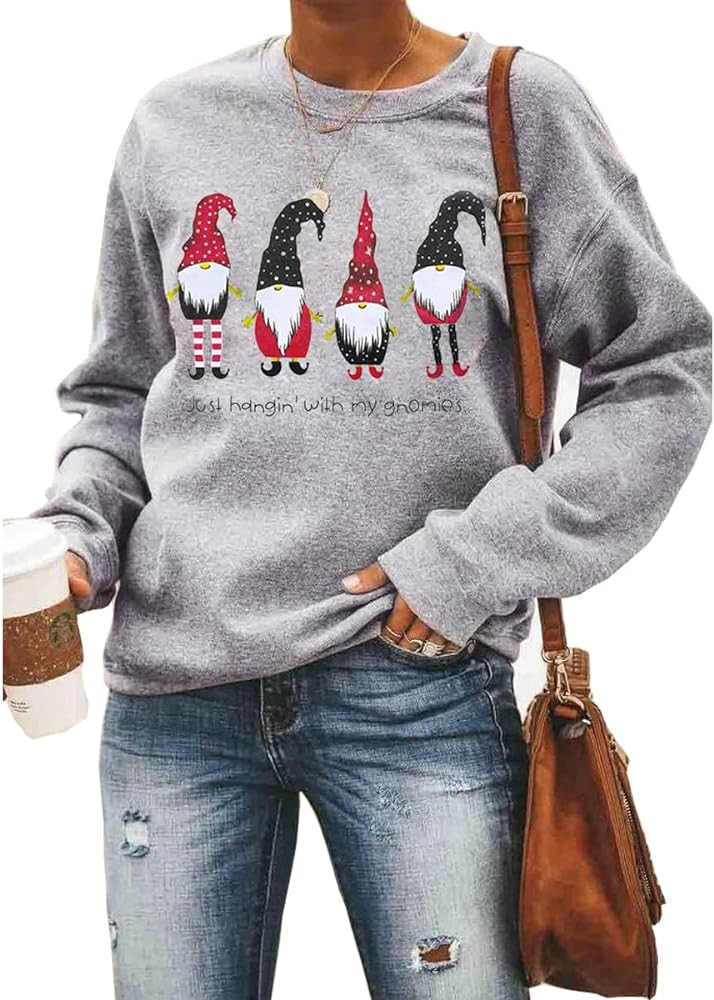 Barlver Women Christmas Fleece Sweaters Long Sleeve Grey Sweater Winter Fall Sweatshirt Outfit | Amazon (US)