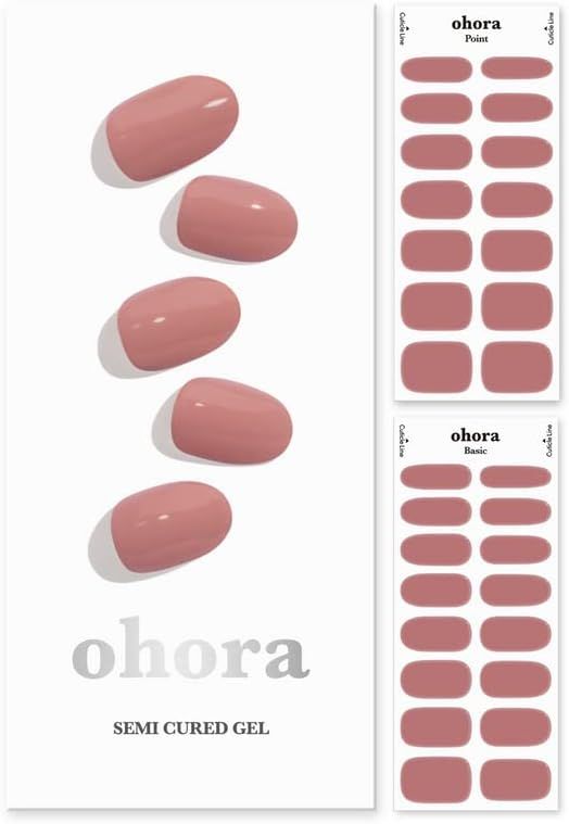 ohora Semi Cured Gel Nail Strips (N Ash Pink) - Works with Any Nail Lamps, Salon-Quality, Long La... | Amazon (US)