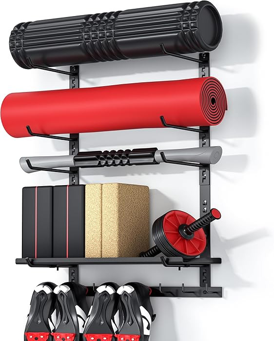 Home Gym Storage Shelf Only, Adjustable Gym Equipment Organizer Wall Mounted with 1 Board, Yoga M... | Amazon (US)