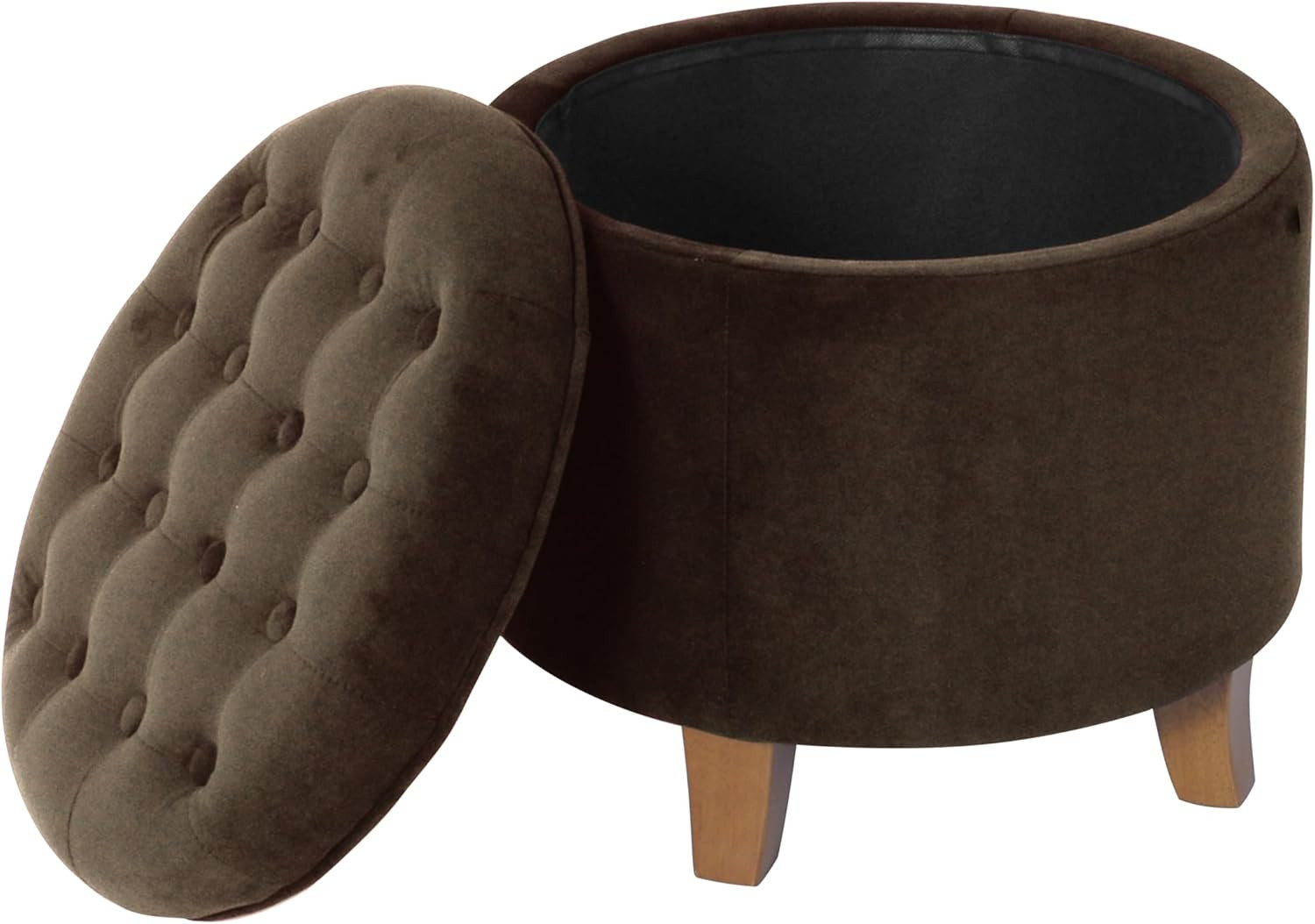 Homepop Home Decor | Upholstered Round Velvet Tufted Foot Rest Ottoman | Ottoman with Storage for... | Amazon (US)