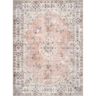 nuLOOM Ren Peach 3 ft. x 5 ft. Machine Washable Vintage Floral Indoor Area Rug-BIRV02A-305 - The ... | The Home Depot