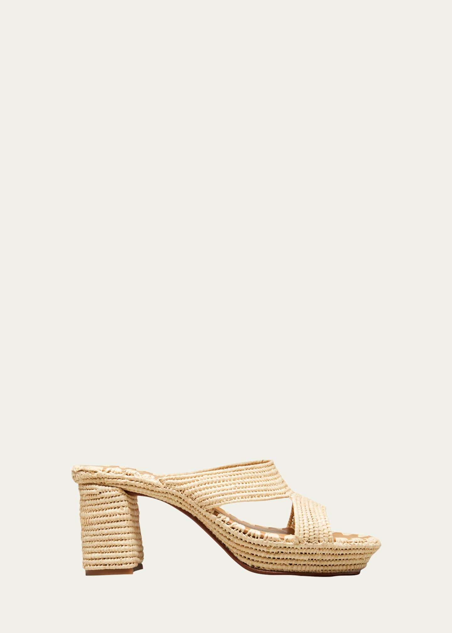 Carrie Forbes Raffia Crisscross Block-Heel Sandals | Bergdorf Goodman