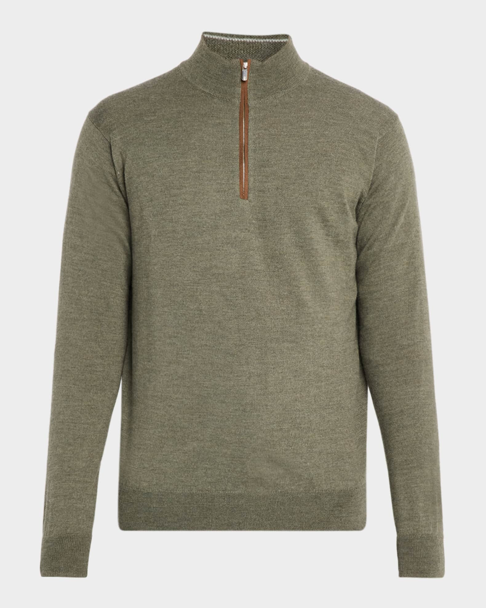 Men's Autumn Crest Suede-Trim Sweater | Neiman Marcus