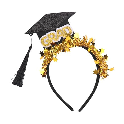 Ecuupas Graduation Cap Headband,Class of 2025 Hairband,GRAD Hair Hoop With Black Tassel,Gold Ribbon Design,Graduate Hair Accessories for Graduation Theme Party Photography Props | Amazon (US)