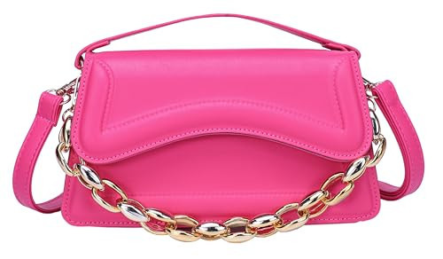 XMLiZhiGu Hot pink Small Crossbody Bag，Cute Purse for Women trendy，Girls Top Handle Clutch Handbag Pink Purse | Amazon (US)