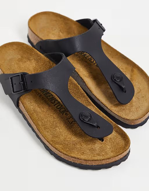 Birkenstock Gizeh toepost sandals in black | ASOS (Global)