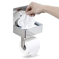 Day Moon Designs Chrome Toilet Paper Holder with Shelf, Flushable Wipes Dispenser, and Storage for B | Amazon (US)
