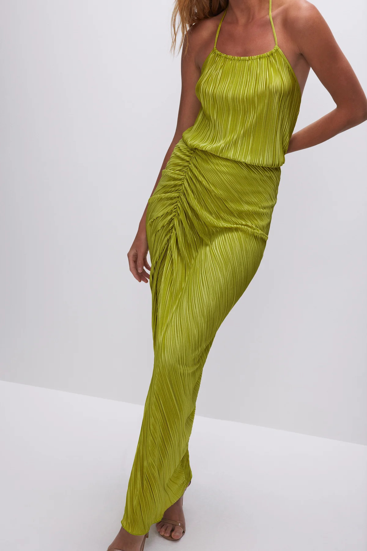 ALWAYS FITS PLISSÉ MAXI SKIRT | CHARTRUSSE001 - GOOD AMERICAN | Good American