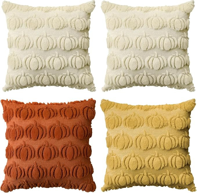AVOIN colorlife Fall Pumpkin Beige Caramel Ginger Throw Pillow Covers, 18 x 18 Inch Seasonal Autu... | Amazon (US)