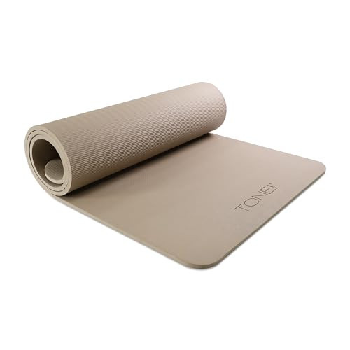 TONE Fitness Hanging Yoga Mat, Pilates Mat, Exercise Mat for Home Workouts with Carry Strap | V Pattern | Beige | Amazon (US)