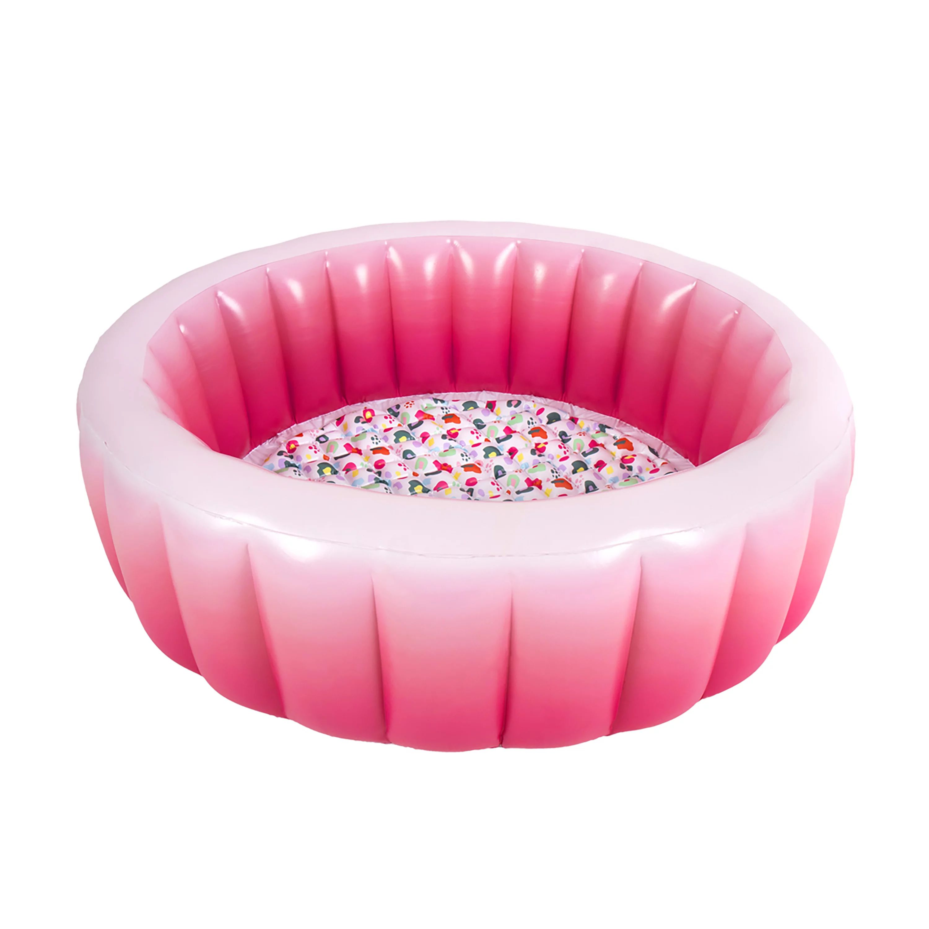 Packed Party Luxe Pink Ombre 59” Round Soft-Sided 3-Ring Inflatable Swimming Pool | Walmart (US)