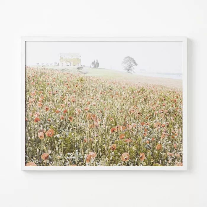 30" x 24" Wildflowers on the Hill Framed Under Plexiglass - Threshold™ designed with Studio McG... | Target