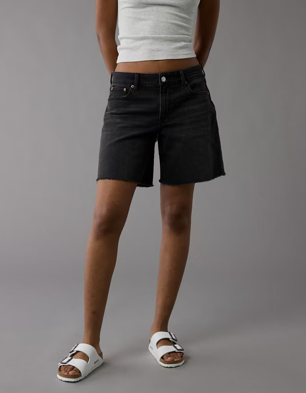 AE 8" Dreamy Drape Stretch Low-Rise Baggy Jort | American Eagle Outfitters (US & CA)