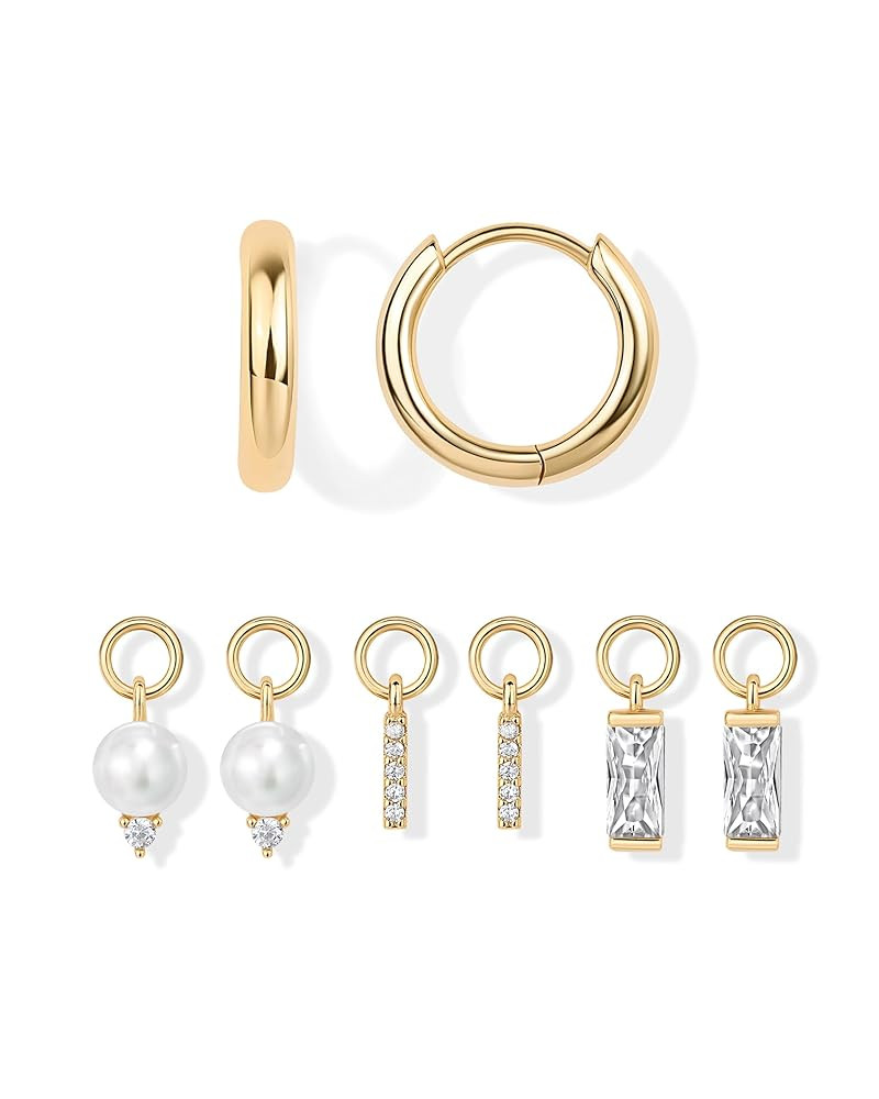 PAVOI 18K Gold Plated Huggie Earrings and Charm Set for Women | Mix and Match Earring Pack with C... | Amazon (US)