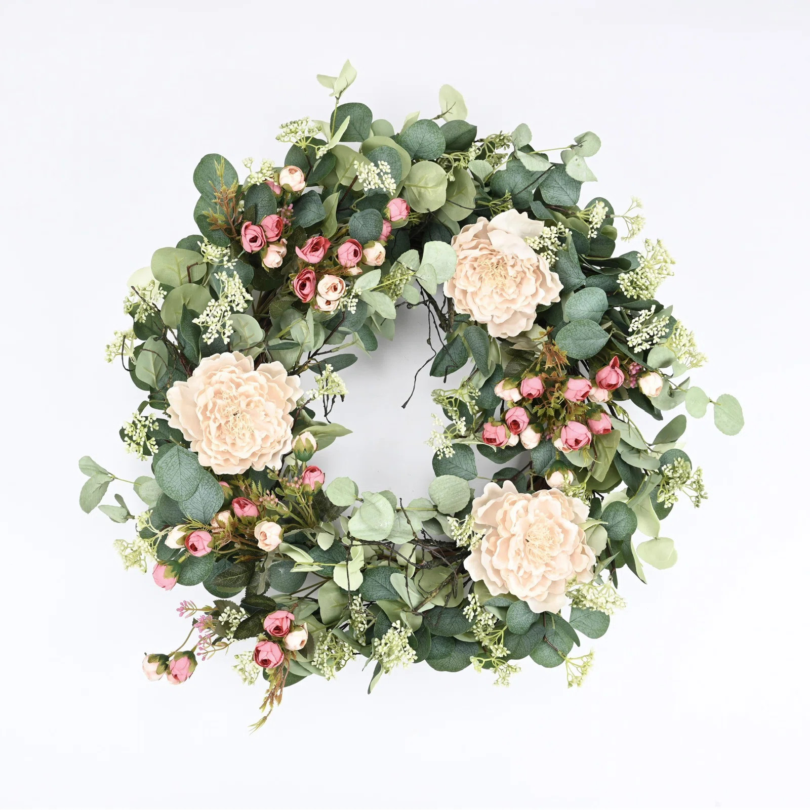 The Holiday Aisle® 26"  Spring Summer Eucalyptus Berry Floral Wreath "& Reviews" | Wayfair | Wayfair North America