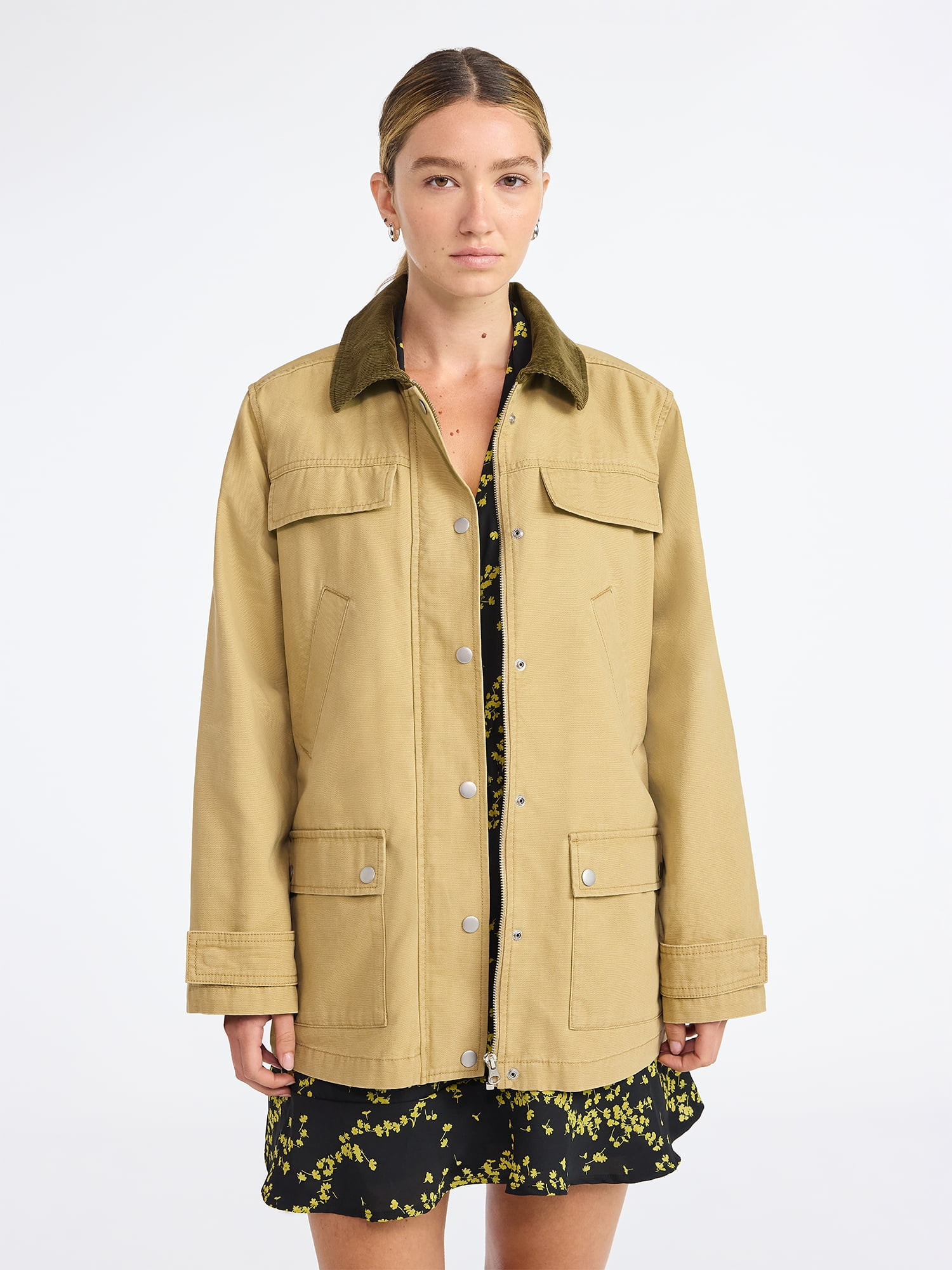 Scoop Women’s and Women’s Plus Cotton Oversized Cargo Barn Jacket, Midweight, XS-4X | Walmart (US)