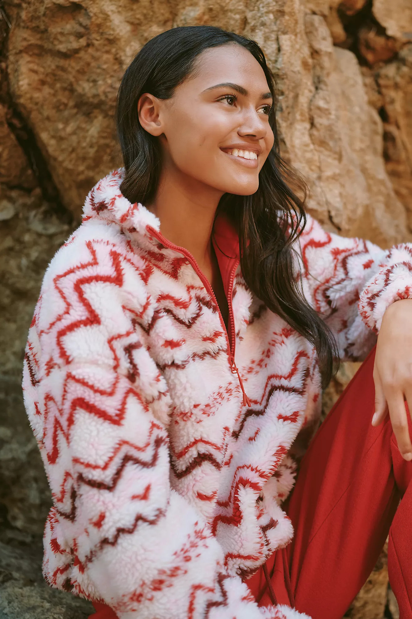 Beach Riot Leona Slopes Sherpa Quarter-Zip Pullover | Anthropologie (US)
