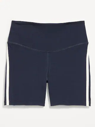 High-Waisted PowerChill Side-Stripe Biker Shorts -- 5-inch inseam | Old Navy (US)