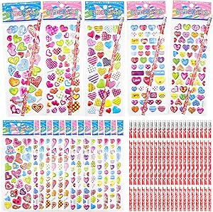 OHOME Valentines Day Gifts for Kids - 44 PCS Stationery Set for School Classroom Exchange - Valen... | Amazon (US)