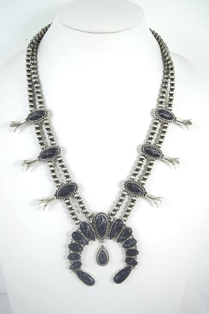Skelapparel Western Squash blossom Pendant with cat eye beads Necklace | Amazon (US)