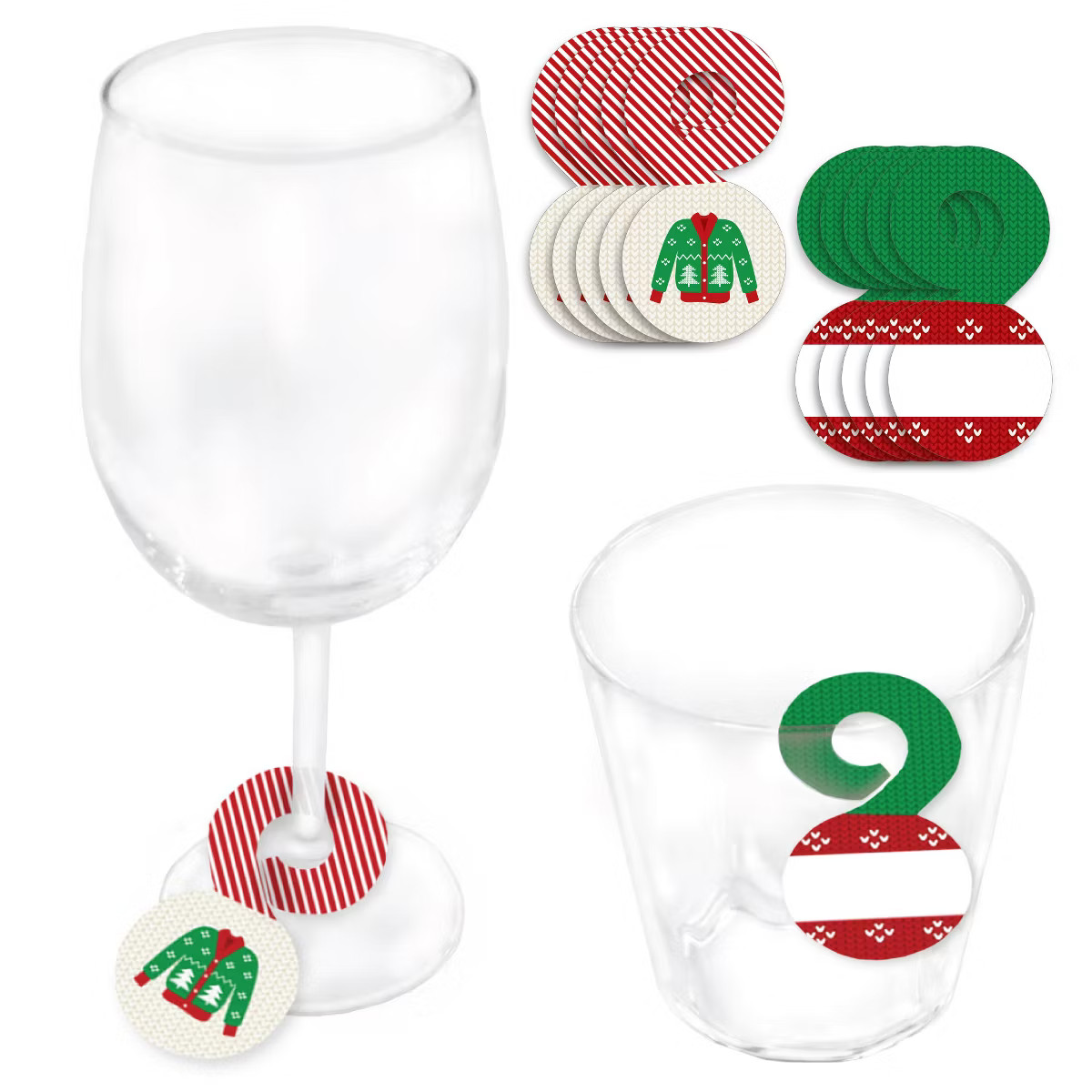 Big Dot of Happiness Ugly Sweater - Holiday and Christmas Party Paper Beverage Markers for Glasse... | Target